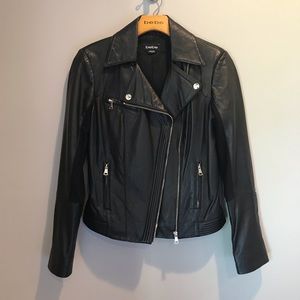 Black Bebe Genuine Leather Moto Jacket